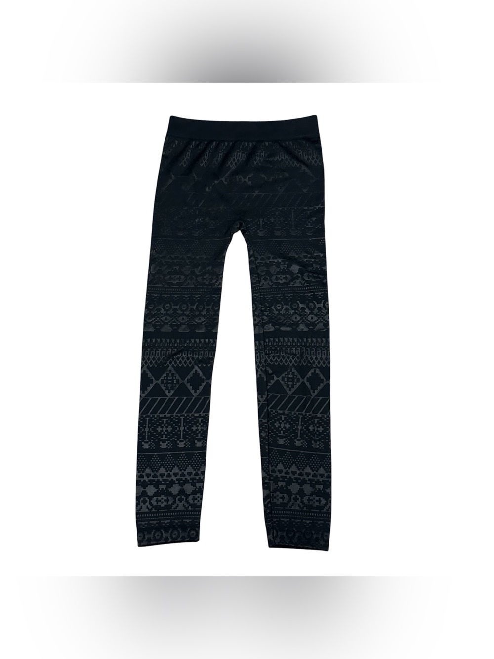 Jessica Simpson Women’s L/XL Black Seamless Leggings Geometric Tribal Pattern